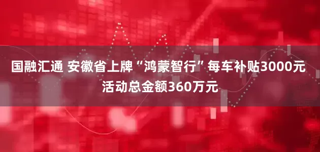 国融汇通 安徽省上牌“鸿蒙智行”每车补贴3000元 活动总金额360万元